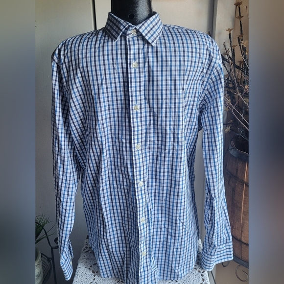 Banana Republic Blue And White Checkered Shirt L - Picture 1 of 5